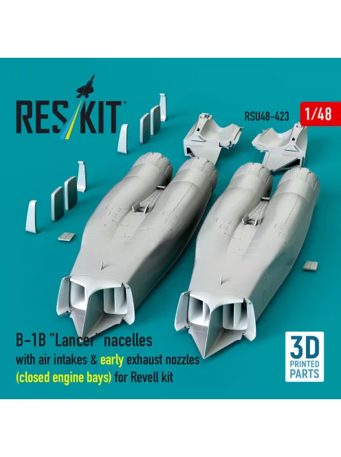 Reskit - B-1B Lancer nacelles with air intakes & early exhaust nozzles (?losed engine bays) for Revell kit (3D Printed)