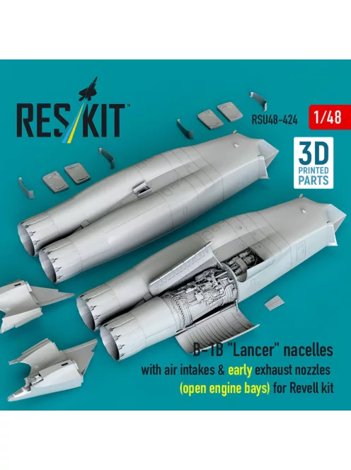 Reskit - B-1B Lancer nacelles with air intakes & early exhaust nozzles (open engine bay) for Revell kit (3D Printed)