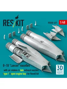   Reskit - B-1B Lancer nacelles with air intakes & late exhaust nozzles (type 1) (open engine bay) for Revell kit (3D Printed)