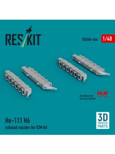 Reskit - He 111 H-6 exhaust nozzles for ICM kit (3D printed)