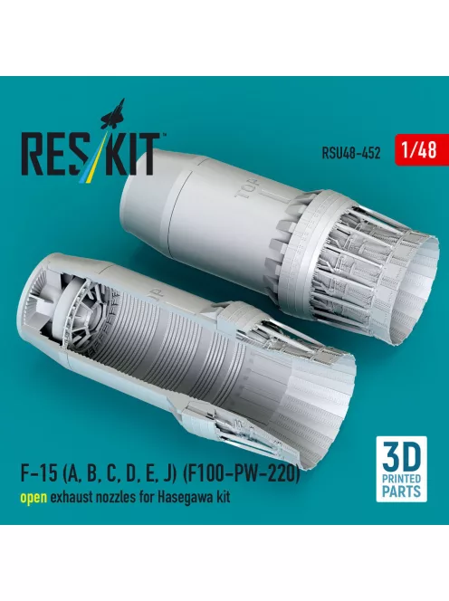 Reskit - F-15 (A B C D E J) (F100-PW-220) open exhaust nozzles for Hasegawa kit (3D Printed)