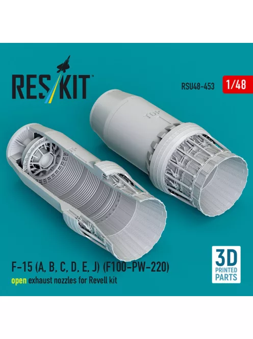 Reskit - F-15 (A B C D E J) (F100-PW-220) open exhaust nozzles for Revell kit (3D Printed)