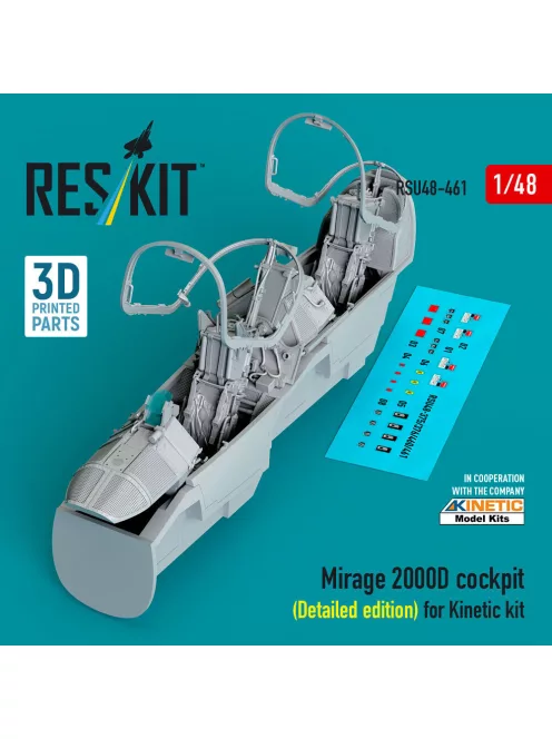 Reskit - Mirage 2000D cockpit (Detailed edition) for Kinetic kit (3D Printed)