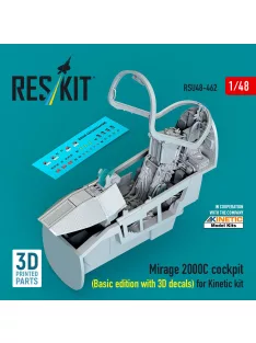   Reskit - Mirage 2000C cockpit (Basic edition with 3D decals) for Kinetic kit (3D Printed)