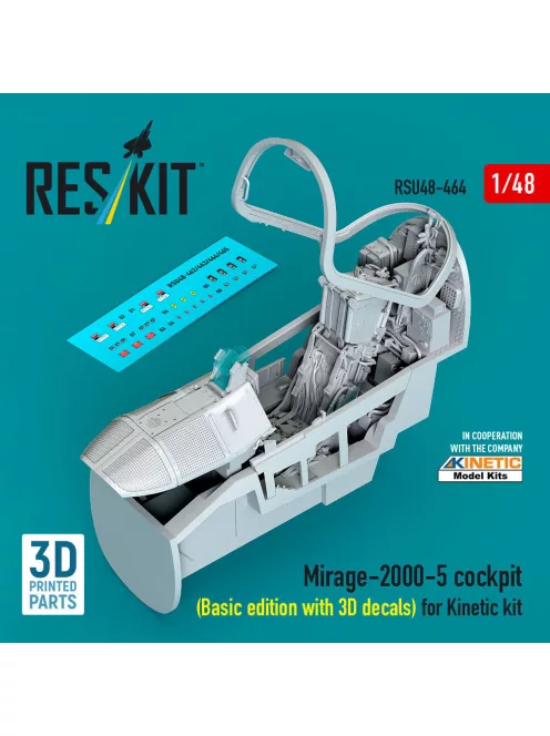 Reskit - Mirage-2000-5 cockpit (Basic edition with 3D decals) for Kinetic kit (3D Printed)