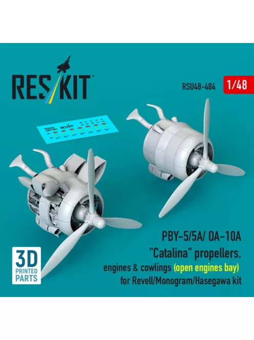 Reskit - PBY- A/ OA-10A Catalina propellers engines & cowlings (open engines bay) for Revell/Monogram/Hasegawa kit (3D Printed)