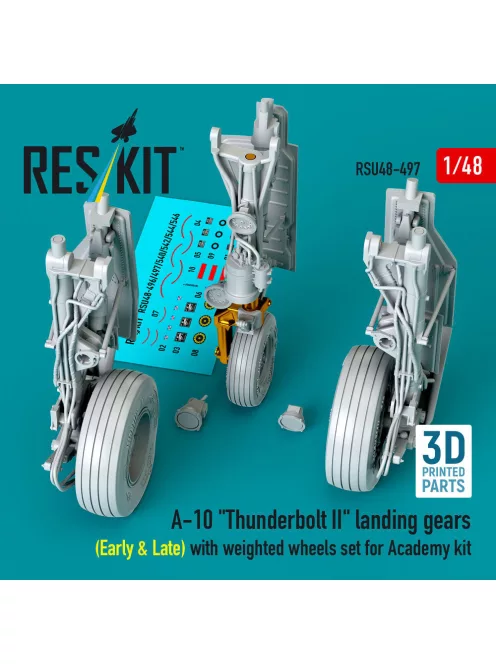 Reskit - A-10 Thunderbolt II landing gears (Early & Late) with weighted wheels set for Academy kit (Metal+3D Printed)