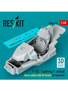   Reskit - F-35C Lightning II cockpit (Basic edition with 3D decals) for Tamiya kit (3D Printed)