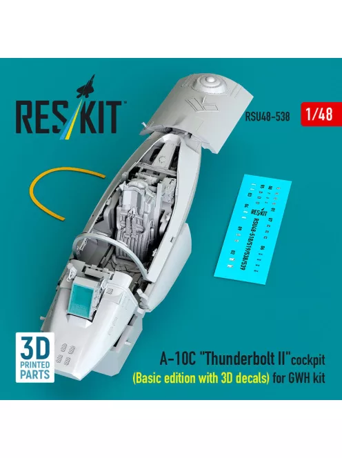 Reskit - A-10C Thunderbolt II cockpit (Basic edition with 3D decals) for GWH kit (3D Printed)