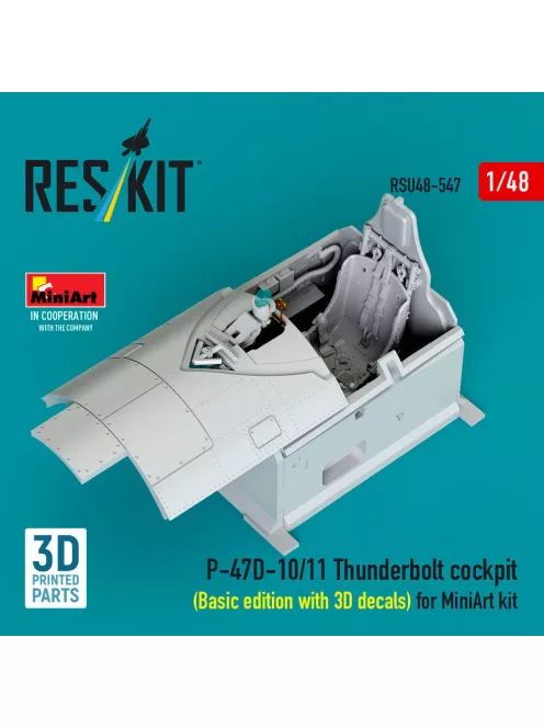 Reskit - P-47D-10/11 Thunderbolt cockpit (Basic edition with 3D decals) for MiniArt kit (3D Printed)
