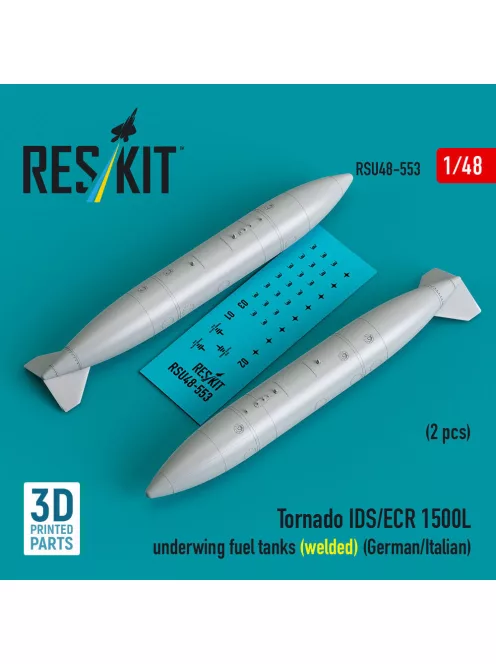 Reskit - Tornado IDS/ECR 1500L underwing fuel tanks (welded) (German AF / Italian AF) (2 pcs) (3D Printed)