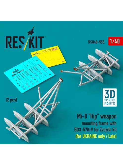 Reskit - Mi-8 Hip weapon mounting frame with BD3-57KrV for Zvezda kit (for UKRAINE only / Late) (2 pcs) (3D Printed)
