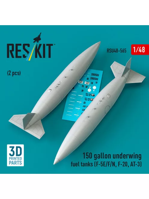 Reskit - 150 gallon underwing fuel tanks (2 pcs) (F-5E/F/N, F-20, AT-3) (3D Printed)