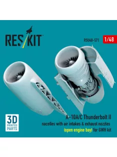   Reskit - A-10A/C Thunderbolt II nacelles with air intakes & exhaust nozzles (open engine bay) for GWH kit (3D Printed)