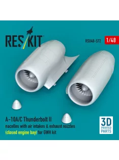   Reskit - A-10A/C Thunderbolt II nacelles with air intakes & exhaust nozzles (close engine bay) for GWH kit (3D Printed)