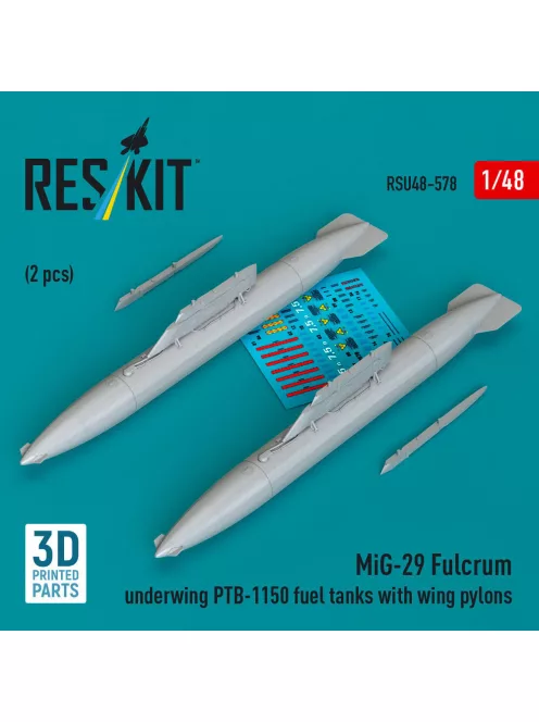 Reskit - MiG-29 Fulcrum underwing PTB-1150 fuel tanks with wing pylons (2 pcs) (3D Printed)