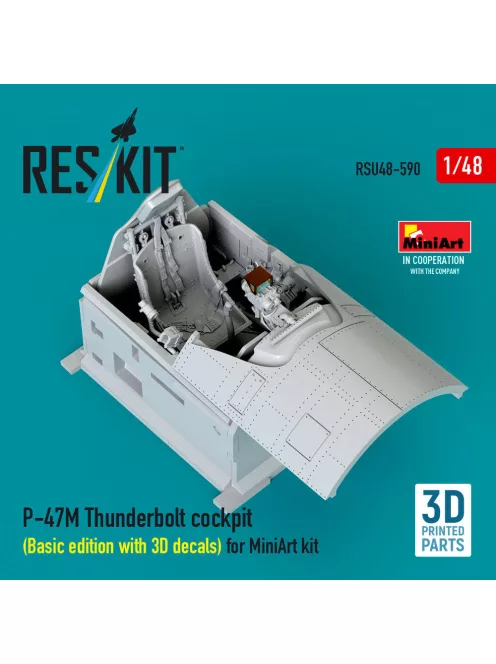 Reskit - P-47M Thunderbolt cockpit (Basic edition with 3D decals) for MiniArt kit (3D Printed)