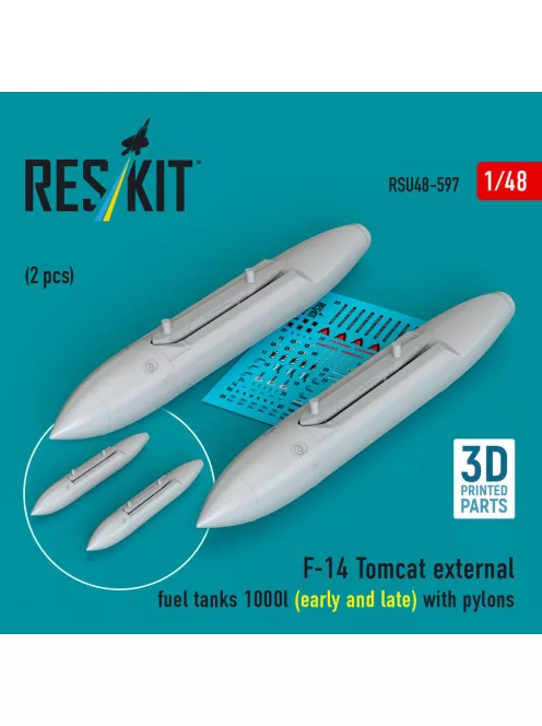 Reskit - F-14 Tomcat external fuel tanks 1000l (early and late) with pylons (2 pcs) (3D Printed)
