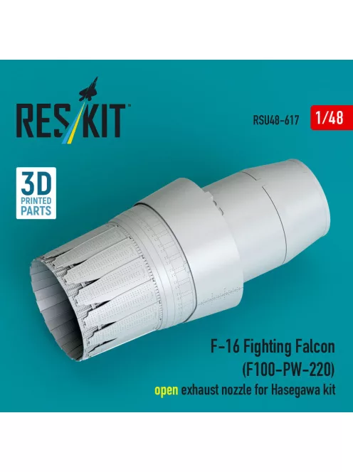Reskit - F-16 Fighting Falcon (F100-PW-220) open exhaust nozzle for Hasegawa kit (3D Printed)