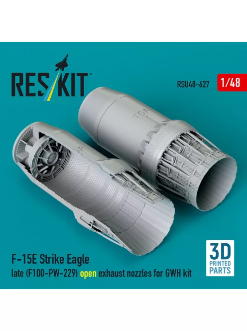 Reskit - F?15E Strike Eagle late (F100-PW-229) open exhaust nozzles for GWH kit (3D Printed)