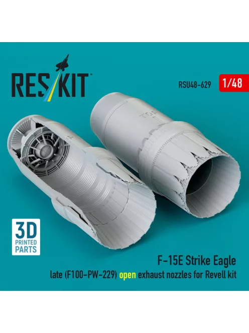 Reskit - F?15E Strike Eagle late (F100-PW-229) open exhaust nozzles for Revell kit (3D Printed)