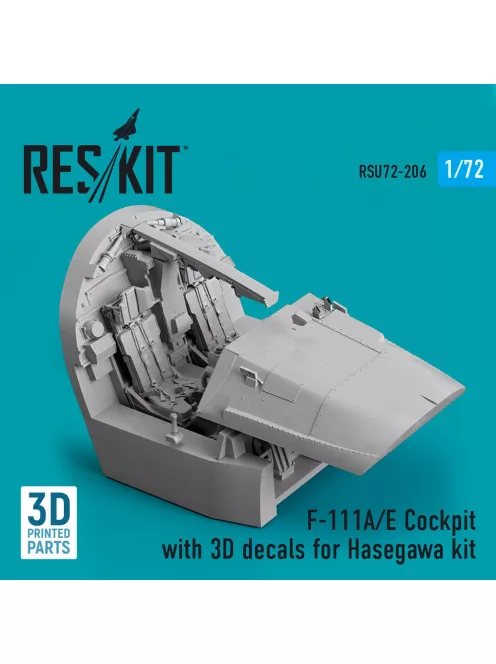 Reskit - F-111A/E Cockpit with 3D decals for Hasegawa kit (3D Printed)