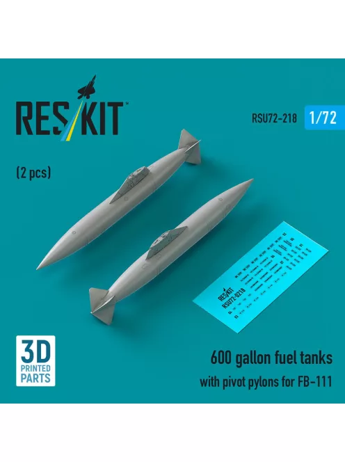 Reskit - 600 gallon fuel tanks with pivot pylons for FB-111 (2 pcs) (3D Printed)