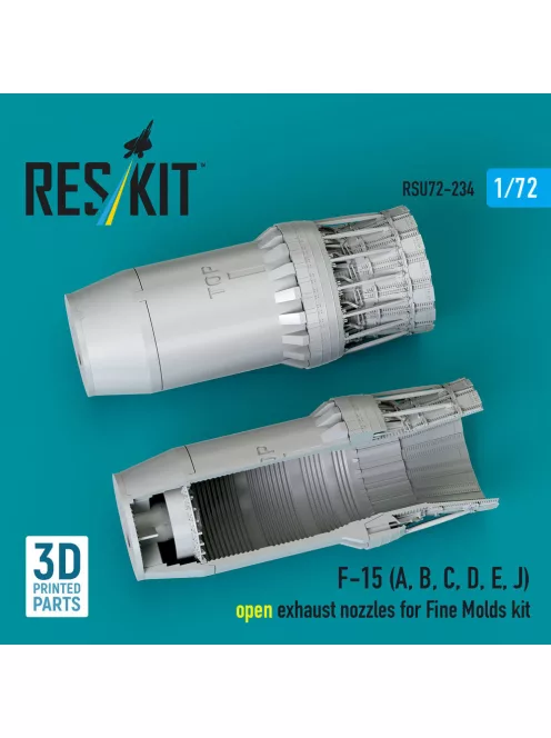 Reskit - F?15 Eagle/Strike Eagle (A,B,C,D,E early,J) F100-PW-220 open exhaust nozzles for Fine Molds kit (3D Printed)