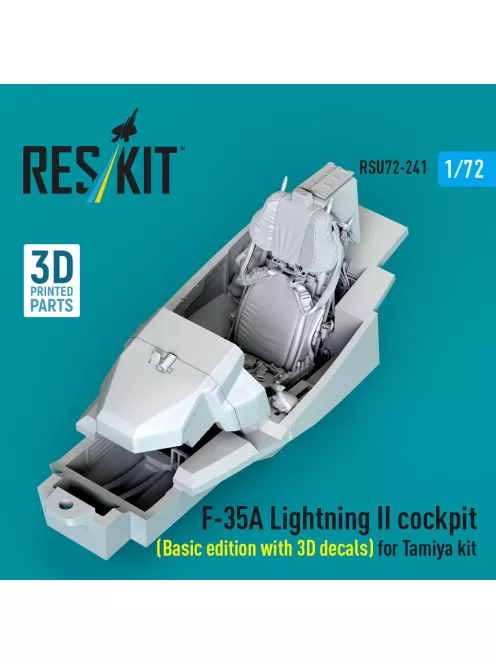 Reskit - F-35A Lightning II cockpit (Basic edition with 3D decals) for Tamiya kit (3D Printed)