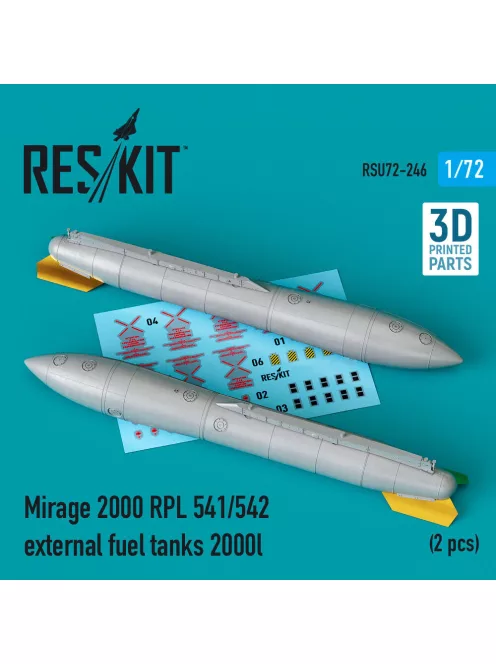Reskit - Mirage 2000 RPL external fuel tanks 2000lt (2 pcs) (3D Printed)