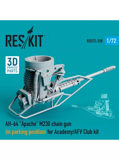 Reskit - AH-64 Apache M230 chain gun (in parking position) for Academy / AFV Club kit (3D Printed)