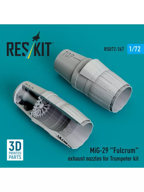 Reskit - MiG-29 Fulcrum exhaust nozzles for Trumpeter kit (3D Printed)