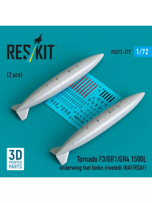 Reskit - Tornado F3/GR1/GR4 1500L underwing fuel tanks (riveted) (RAF/RSAF) (2 pcs) (3D Printed)