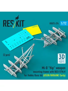   Reskit - Mi-8 Hip weapon mounting frame with BD3-57KrV for Hobby Boss kit (USSR/UKRAINE Early) (2 pcs) (3D Printed)