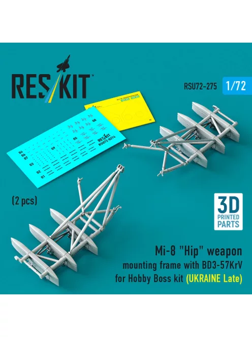 Reskit - Mi-8 Hip weapon mounting frame with BD3-57KrV for Hobby Boss kit (UKRAINE Late) (2 pcs) (3D Printed)