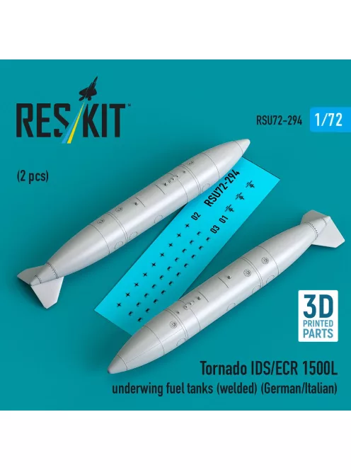 Reskit - Tornado IDS/ECR 1500L underwing fuel tanks (welded) (German/Italian) (2 pcs) (3D Printed)