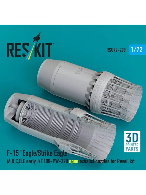 Reskit - F?15 Eagle/Strike Eagle (A, B, C, D, E early, J) F100-PW-220 open exhaust nozzles for Revell kit (3D Printed)