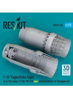   Reskit - F?15 Eagle/Strike Eagle (A B C D E early J) F100-PW-220 open exhaust nozzles for Hasegawa kit (3D Printed)