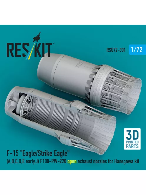 Reskit - F?15 Eagle/Strike Eagle (A B C D E early J) F100-PW-220 open exhaust nozzles for Hasegawa kit (3D Printed)