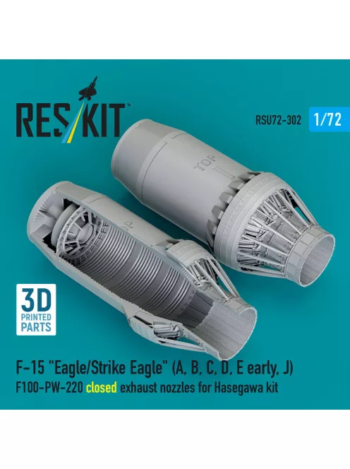 Reskit - F?15 Eagle/Strike Eagle (A B C D E early J) F100-PW-220 closed exhaust nozzles for Hasegawa kit (3D Printed)