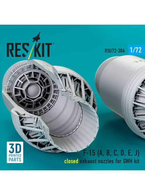 Reskit - F?15 Eagle/Strike Eagle (A,B,C,D,E early,J) F100-PW-220 closed exhaust nozzles for GWH kit (3D Printed)