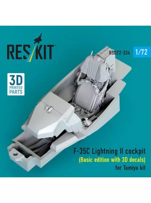 Reskit - F-35C Lightning II cockpit (Basic edition with 3D decals) for Tamiya kit (3D Printed)