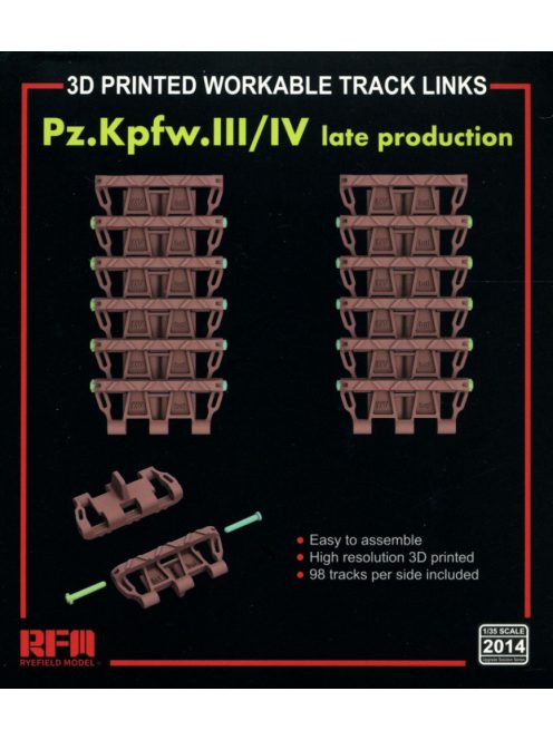 Rye Field Model - Panzer III / IV late workable tracks (3D printed)