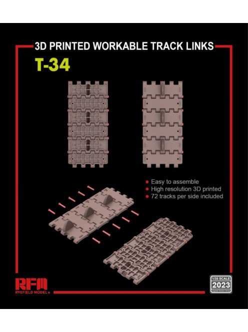 Rye Field Model - T-34 workable tracks (3D printed)