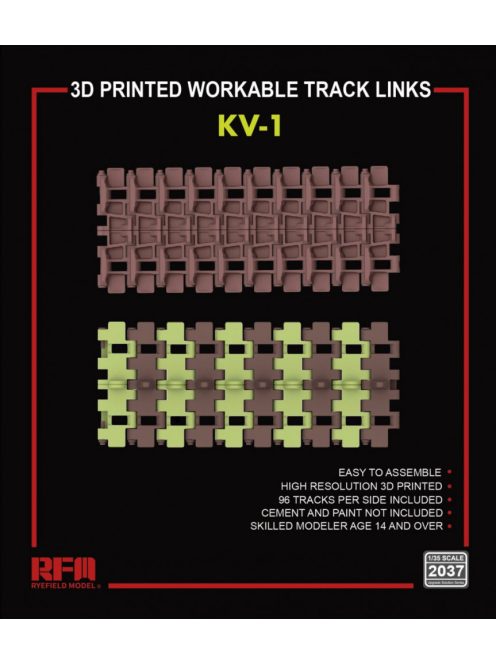 Rye Field Model - 3D printed  Workable track links for KV-1