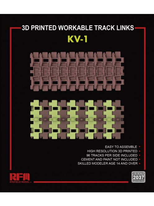 Rye Field Model - 3D printed  Workable track links for KV-1