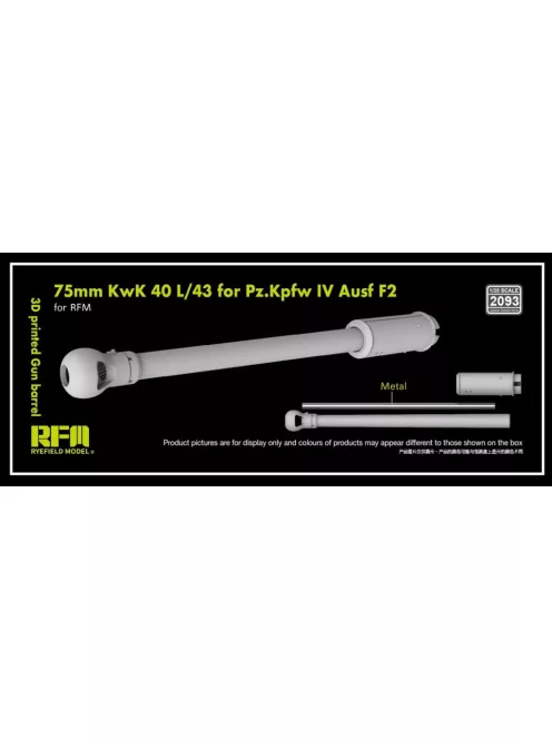 Rye Field Model - 3D print.Gun barrel 75mm KwK 40 L/43 Pz.Kpfw.IV F2