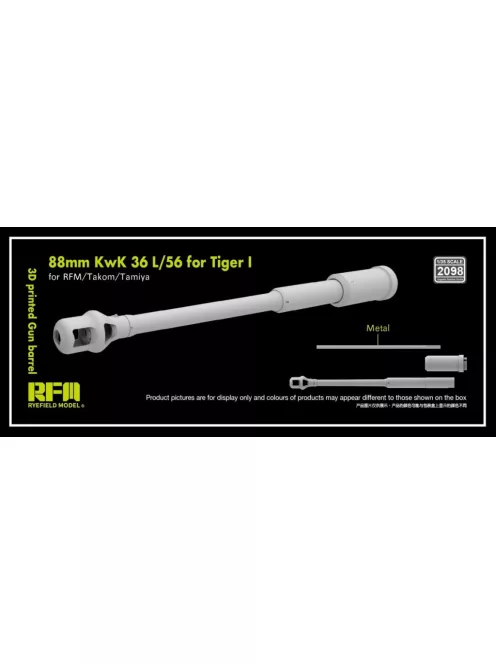 Rye Field Model - 3D print.Gun barrel 88mm KwK 36 L/56 for Tiger I