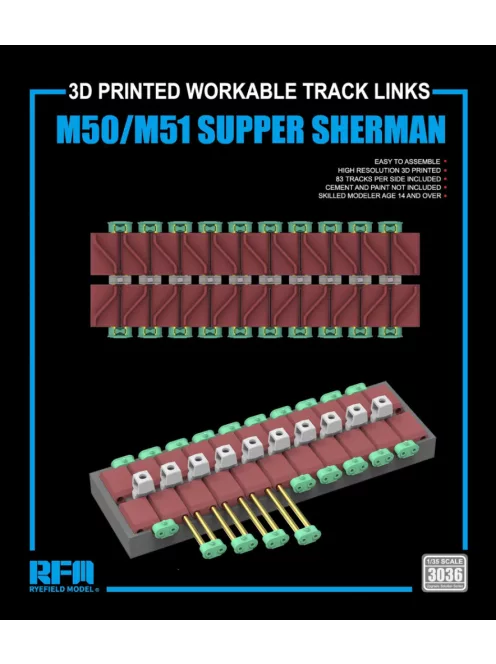 Rye Field Model - M50/M51 Super Sherman workable tracks (3D printed)