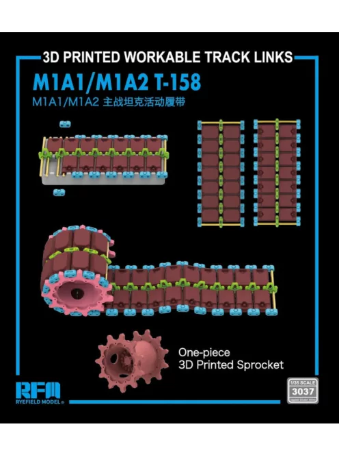 Rye Field Model - 3D Printed work. tracks T-158 w/One-piece Sprocket